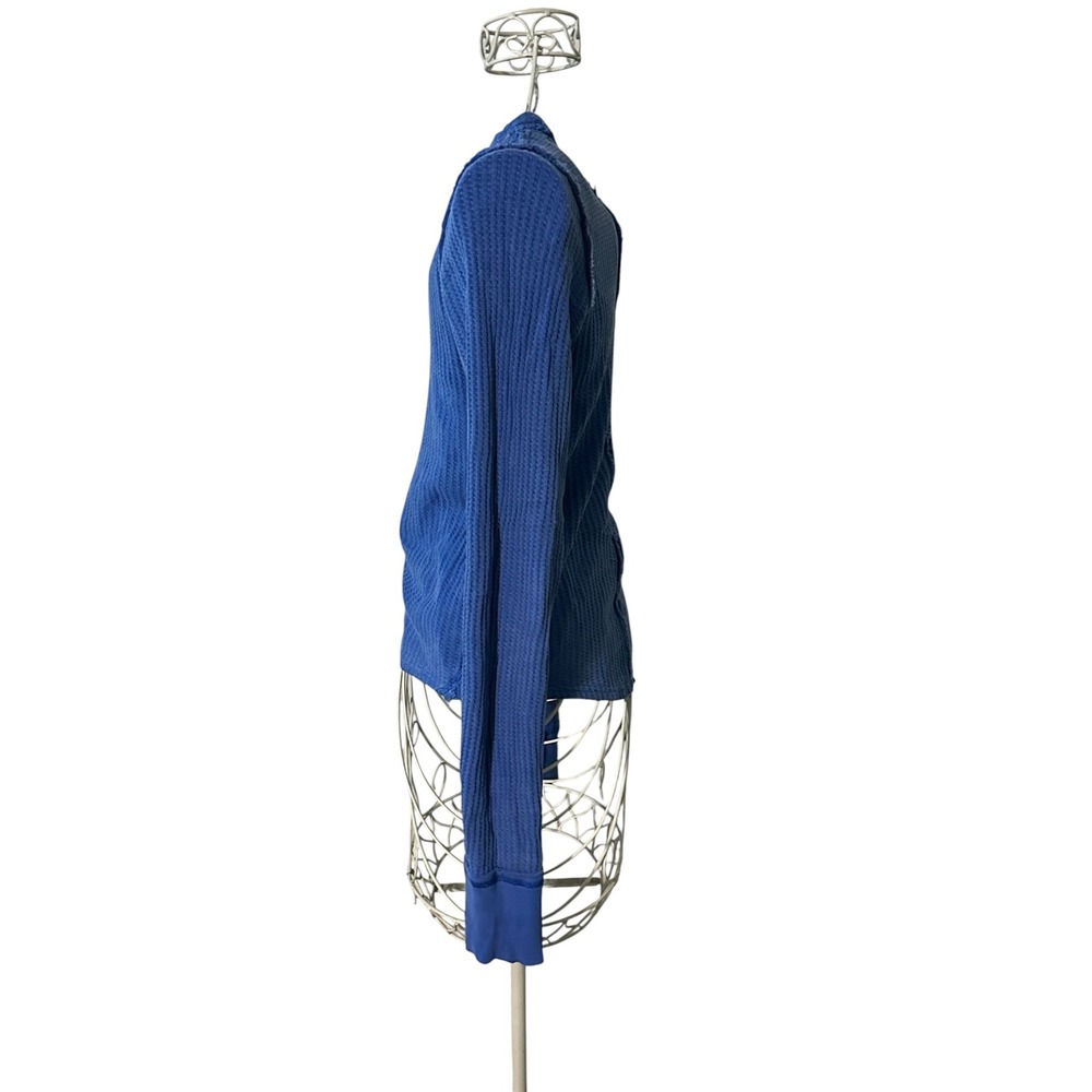 We The Free Free People Blue Waffle Knit Thermal Long Sleeve Top Small - Picture 6 of 10